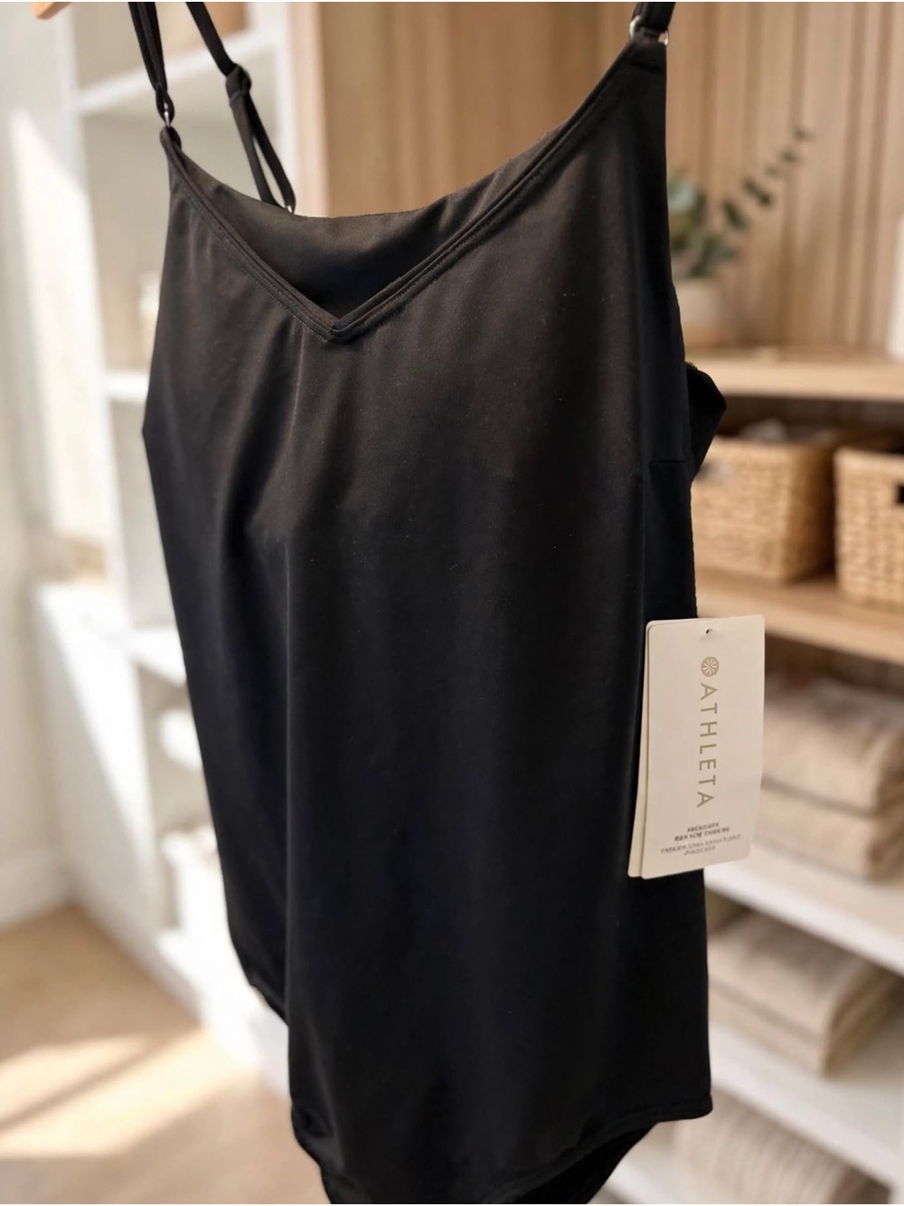 Athleta Black V-Neck Adjustable-Strap Camisole